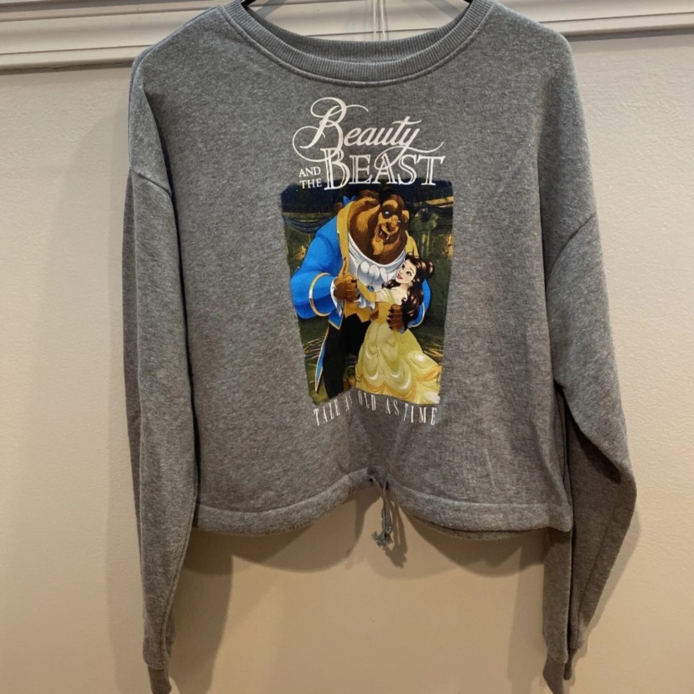 Disney Beauty & The Beast Crop Sweatshirt Womens Size M